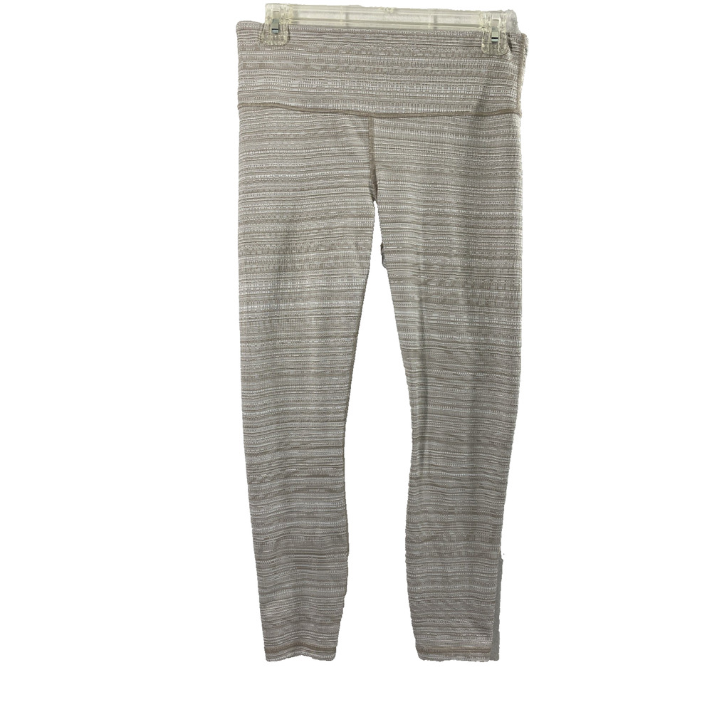 Athleta Chaturanga‎ Tight Jacquard Textured Leggings Womens Medium Quail Tan